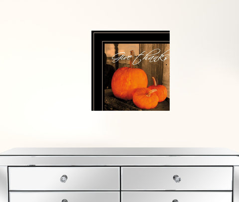 Give Thanks Pumpkins Black Framed Print Wall Art