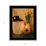 Rustic Daffodils by Candlelight Black Framed Print Wall Art