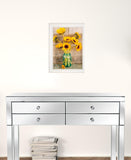 Country Sunflowers in a Mason Jar White Framed Print Wall Art