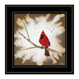 Cardinal on a Branch Black Framed Print Wall Art