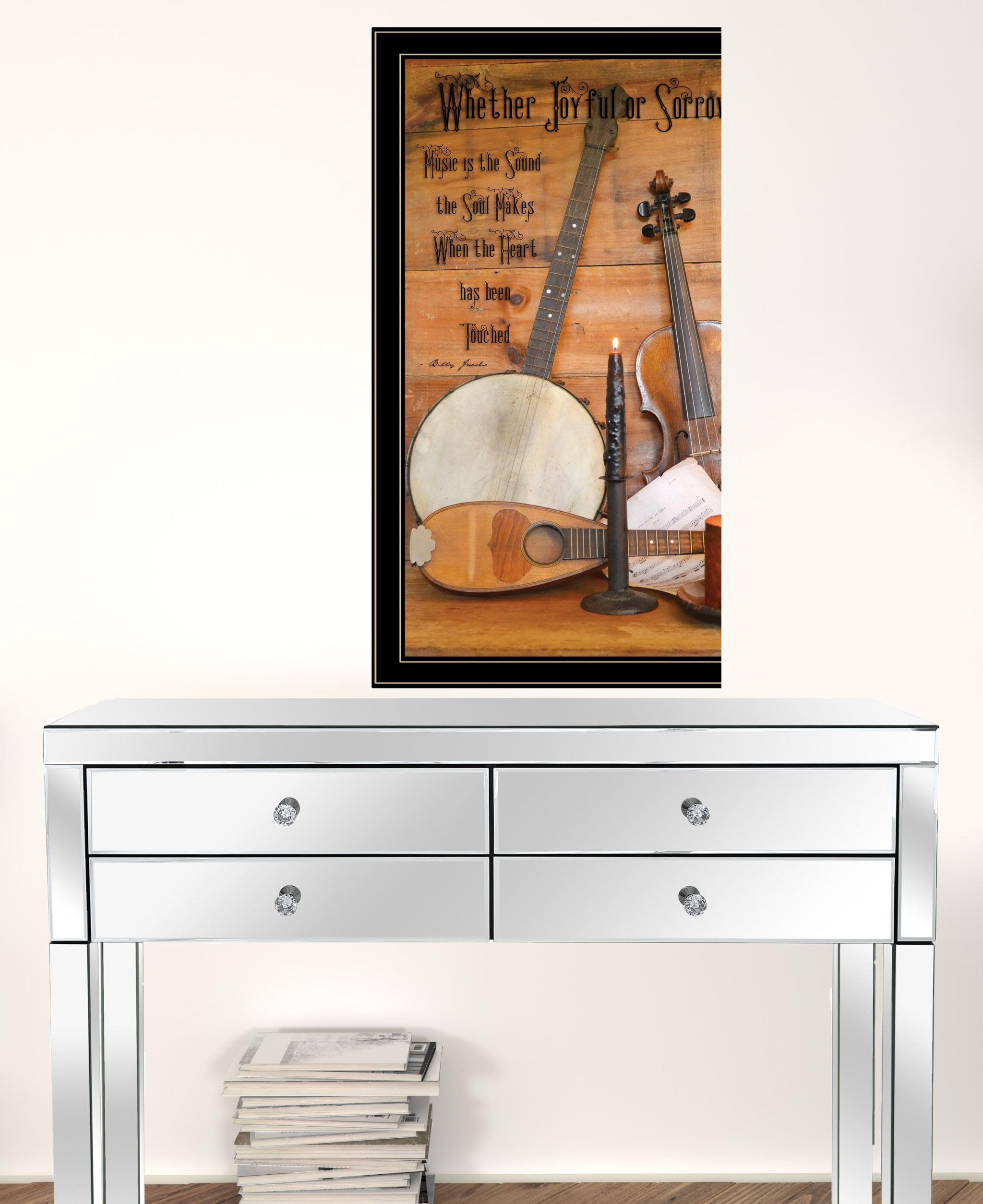 Music is the Sound of The Soul Black Framed Print Wall Art