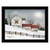 Christmas Star Quilt Block Barn 2 Black Framed Print Wall Art