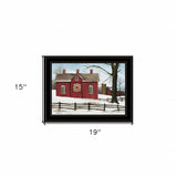 Lovers Knot Quilt Red Barn Black Framed Print Wall Art