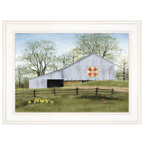 Tulip Quilt Block Barn 1 White Framed Print Wall Art