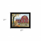 Autumn Leaf Quilt Block Barn 2 Black Framed Print Wall Art