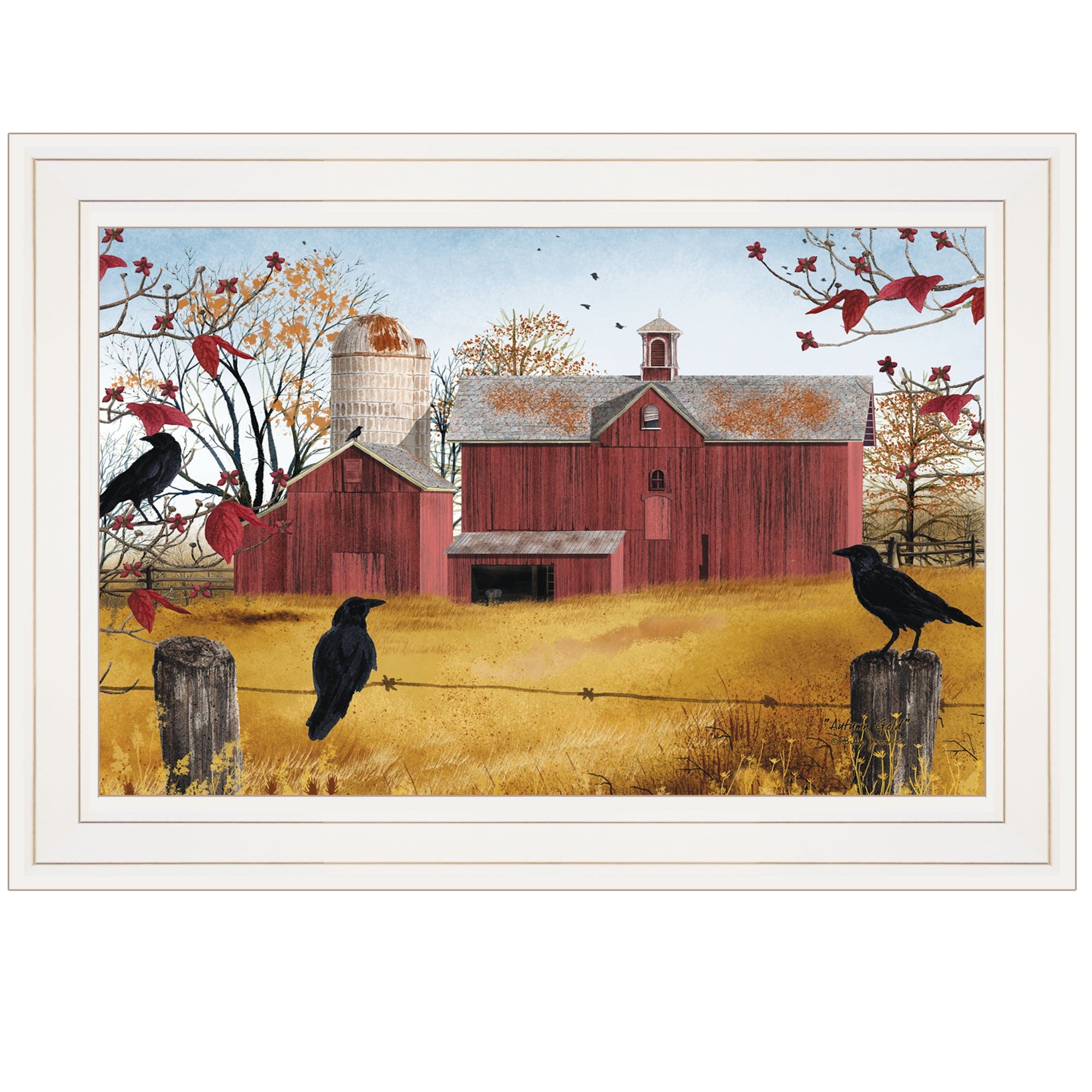 Autumn Gold 1 White Framed Print Wall Art