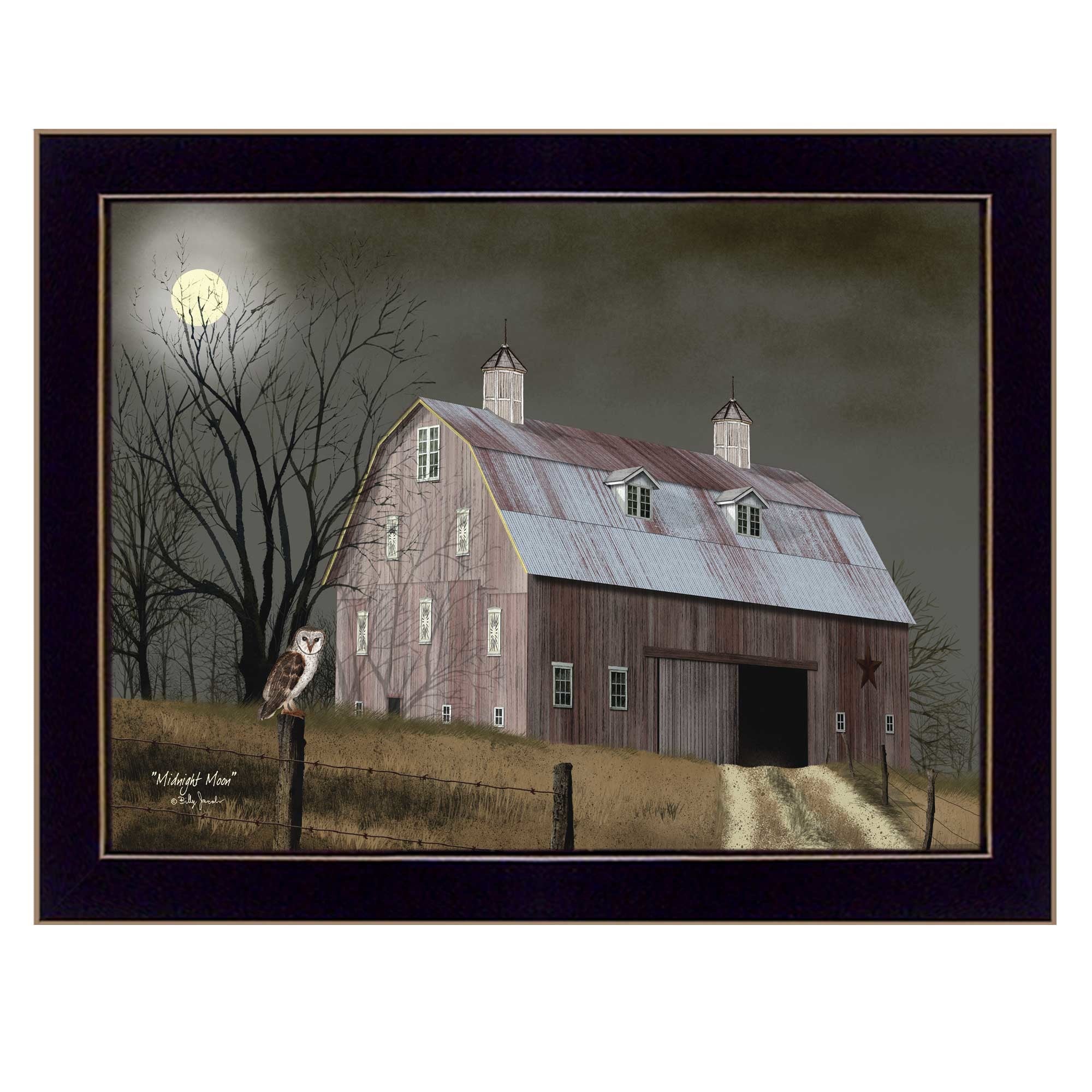 Midnight Moon 7 Black Framed Print Wall Art