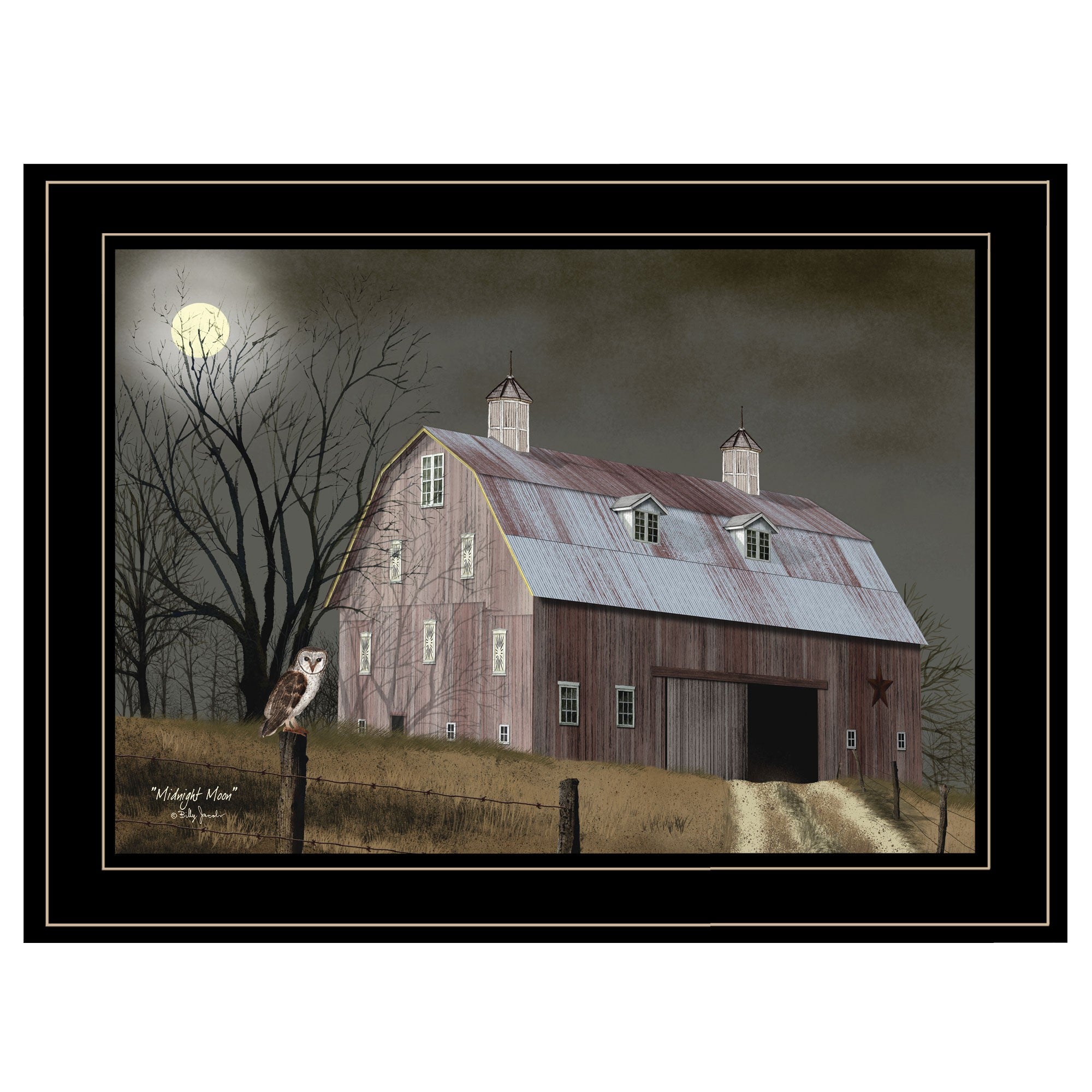 Midnight Moon 3 Black Framed Print Wall Art