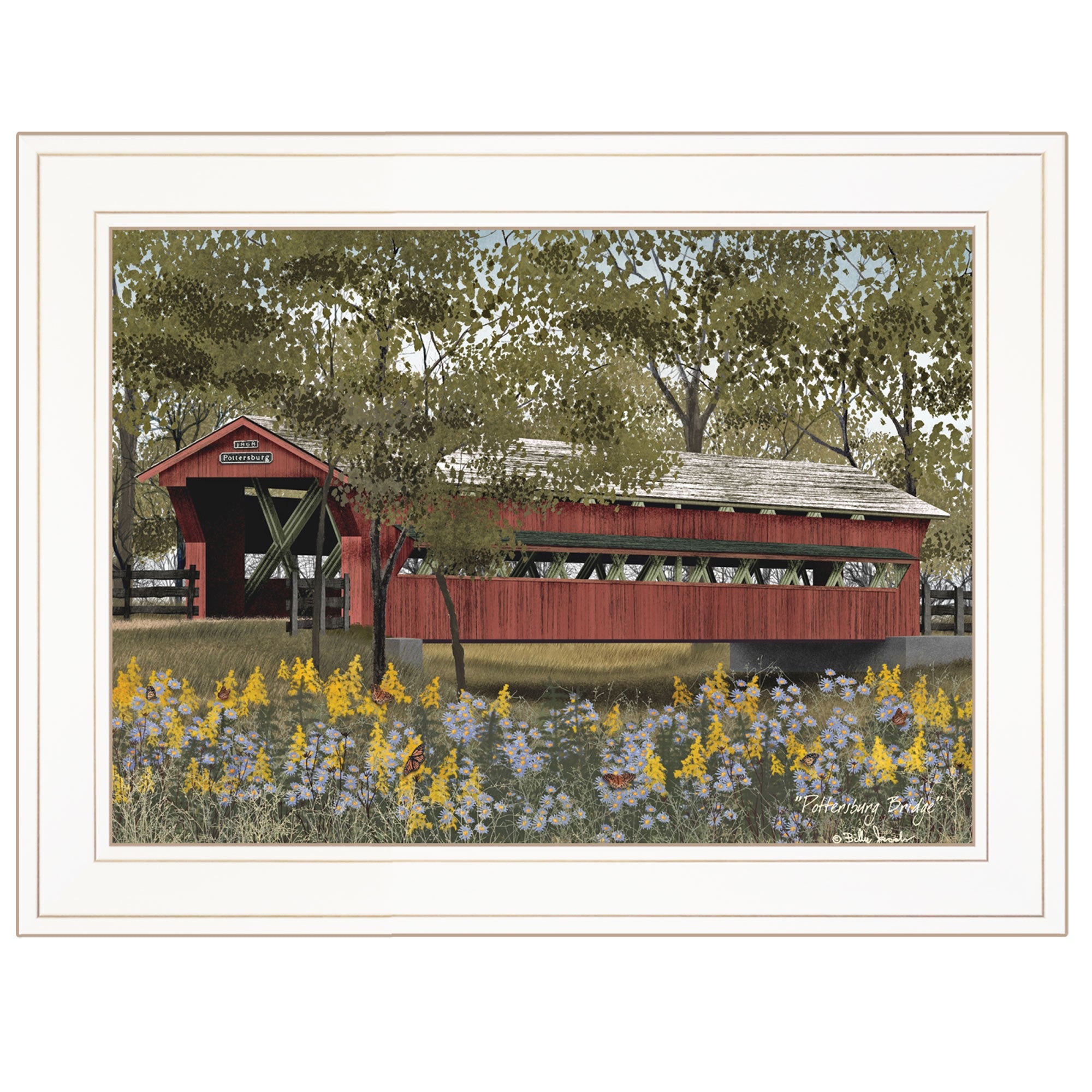 Pottersburg Bridge 1 White Framed Print Wall Art