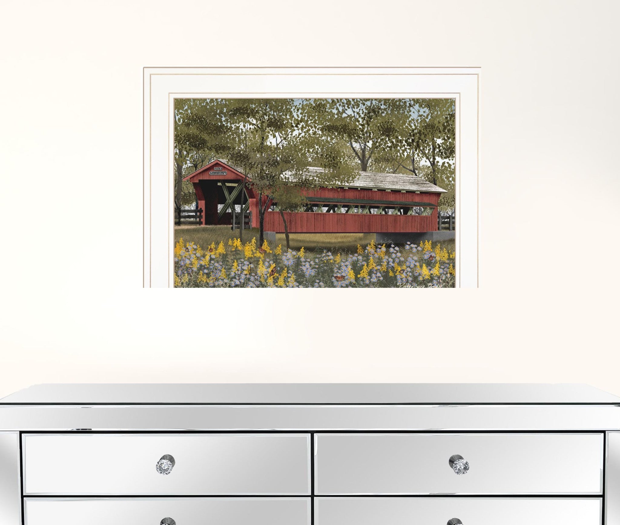 Pottersburg Bridge 1 White Framed Print Wall Art