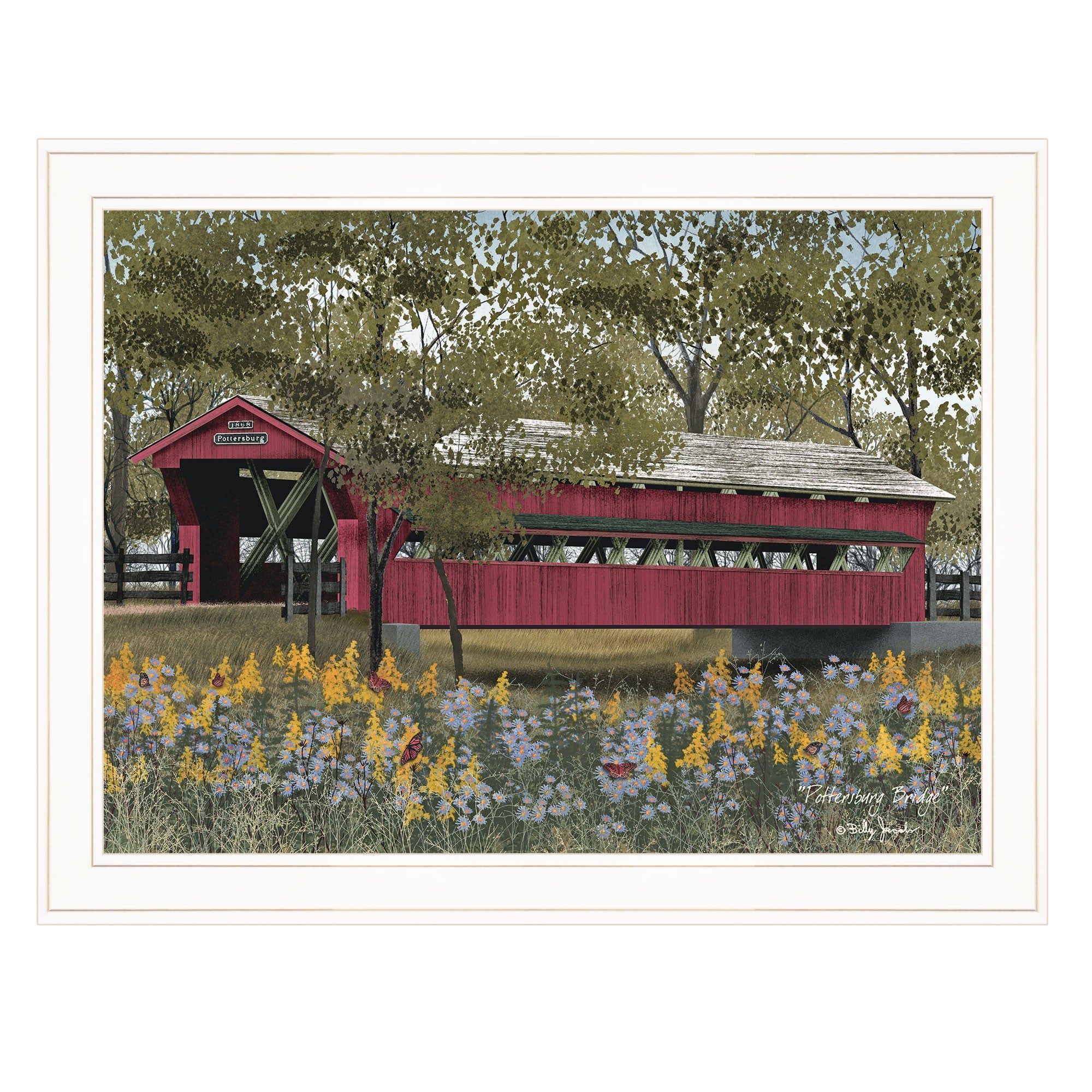 Pottersburg Bridge 4 White Framed Print Wall Art