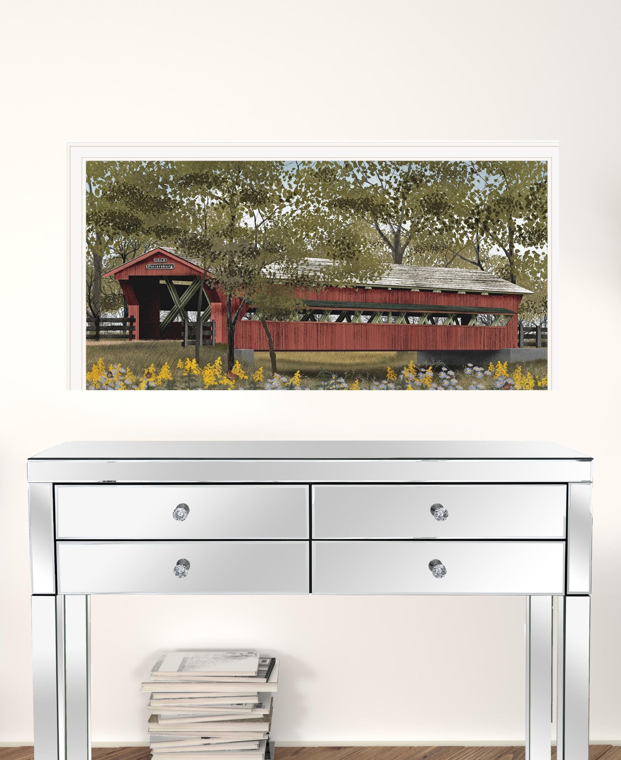 Pottersburg Bridge 6 White Framed Print Wall Art