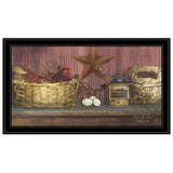 Rise and Shine Chicken and Eggs Black Framed Print Wall Art