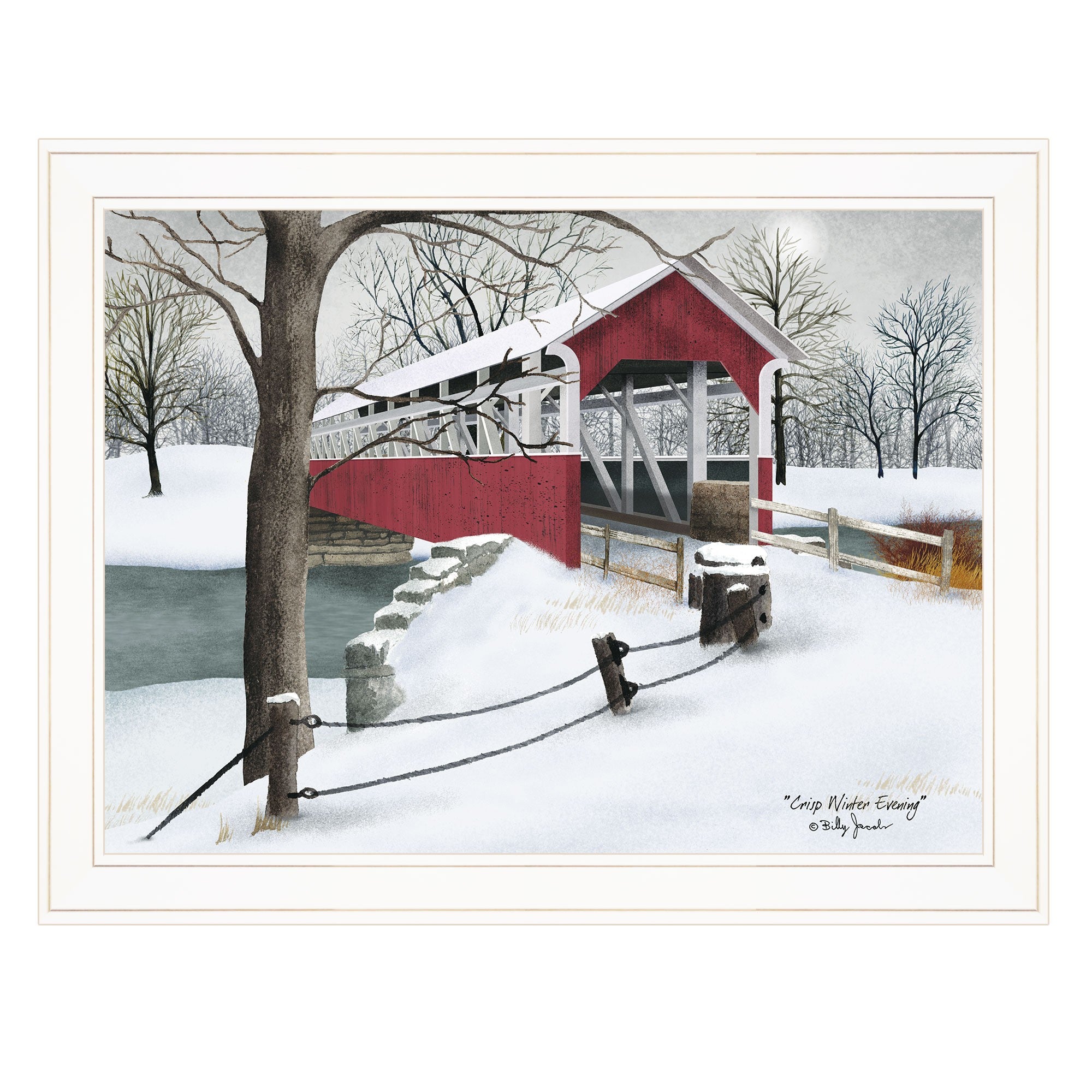 Crisp Winter Evening 3 White Framed Print Wall Art