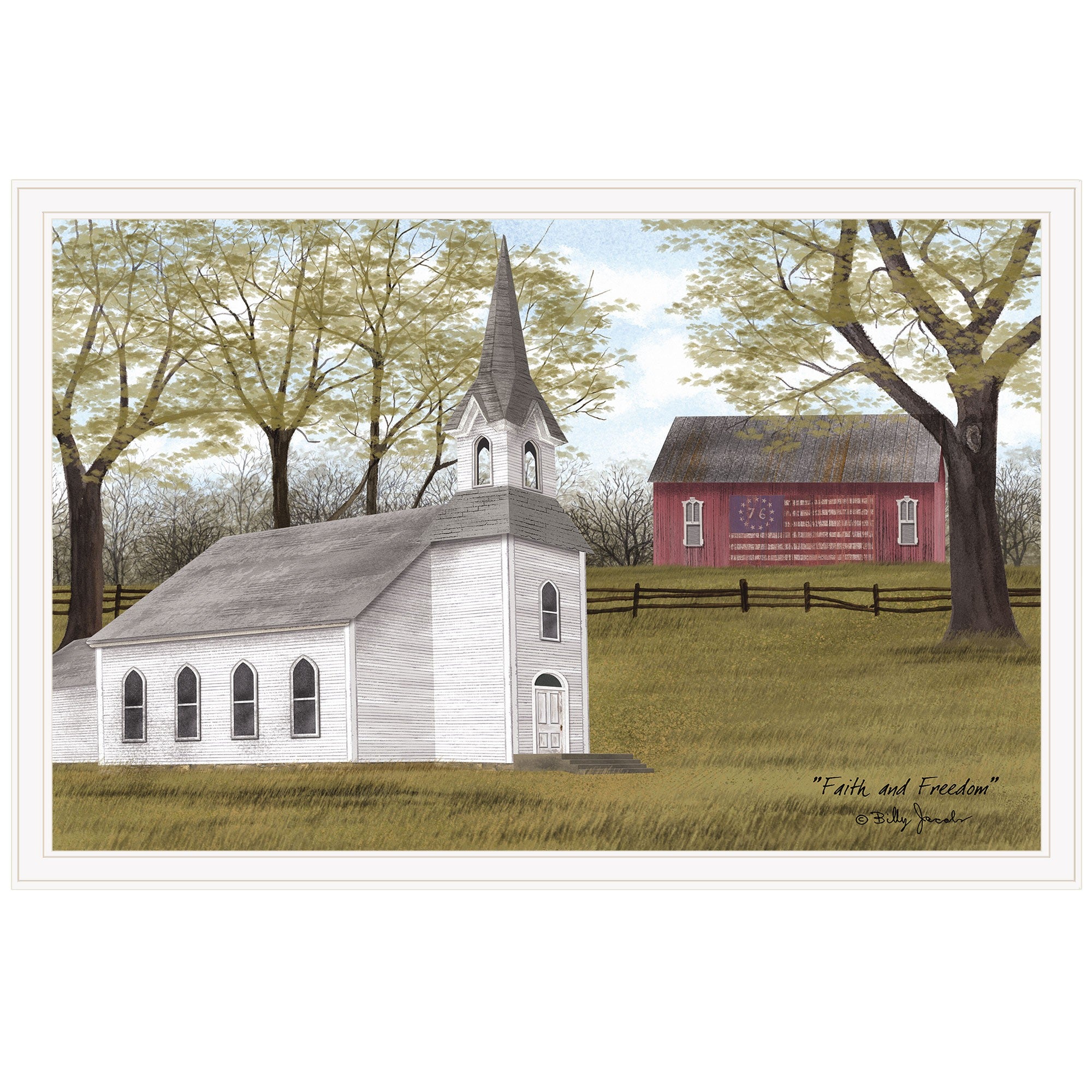 Faith And Freedom 6 White Framed Print Wall Art