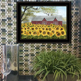 Sunflower Barn Black Framed Print Wall Art