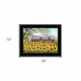 Sunflower Barn Black Framed Print Wall Art