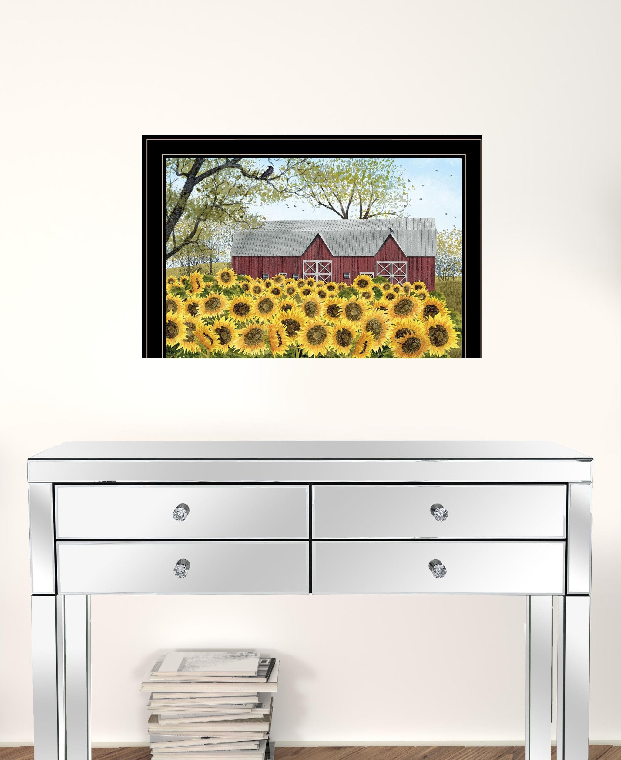 Sunflower Farm Black Framed Print Wall Art