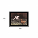 Pig and Chicken on the Farm Black Framed Print Wall Art