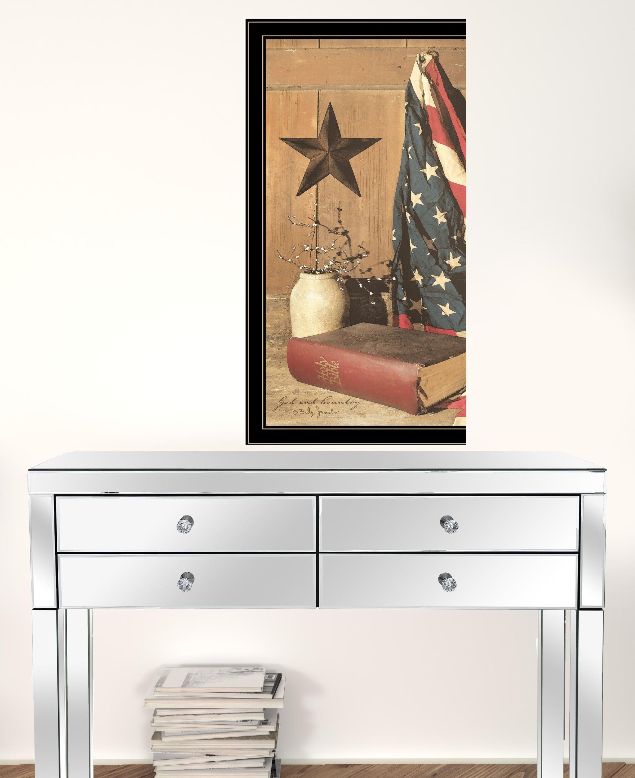 God And Country 8 Black Framed Print Wall Art