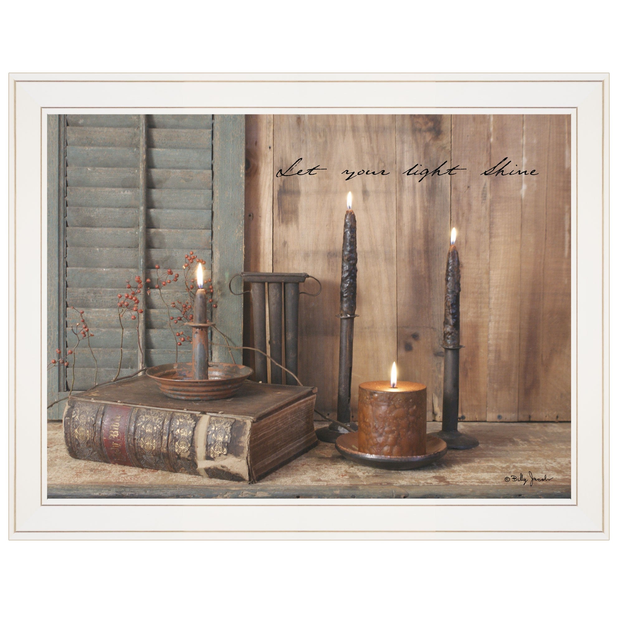 Let Your Light Shine 4 White Framed Print Wall Art