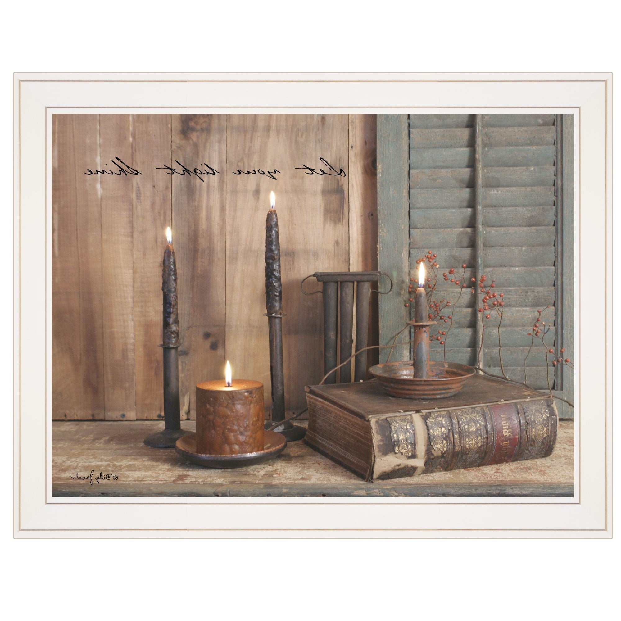 Let Your Light Shine 4 White Framed Print Wall Art