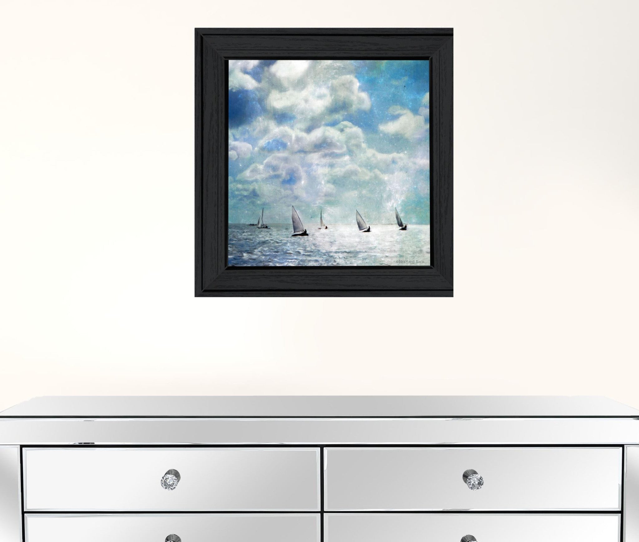 Sailing White Waters 3 Black Framed Print Wall Art