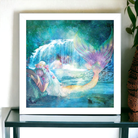 Woodland Cove Mermaid 2 White Framed Print Wall Art