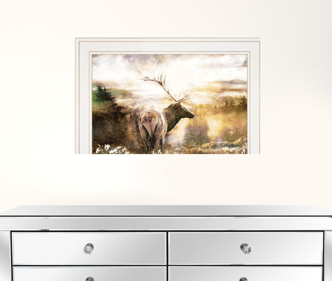 Heading Home Elk 1 White Framed Print Wall Art