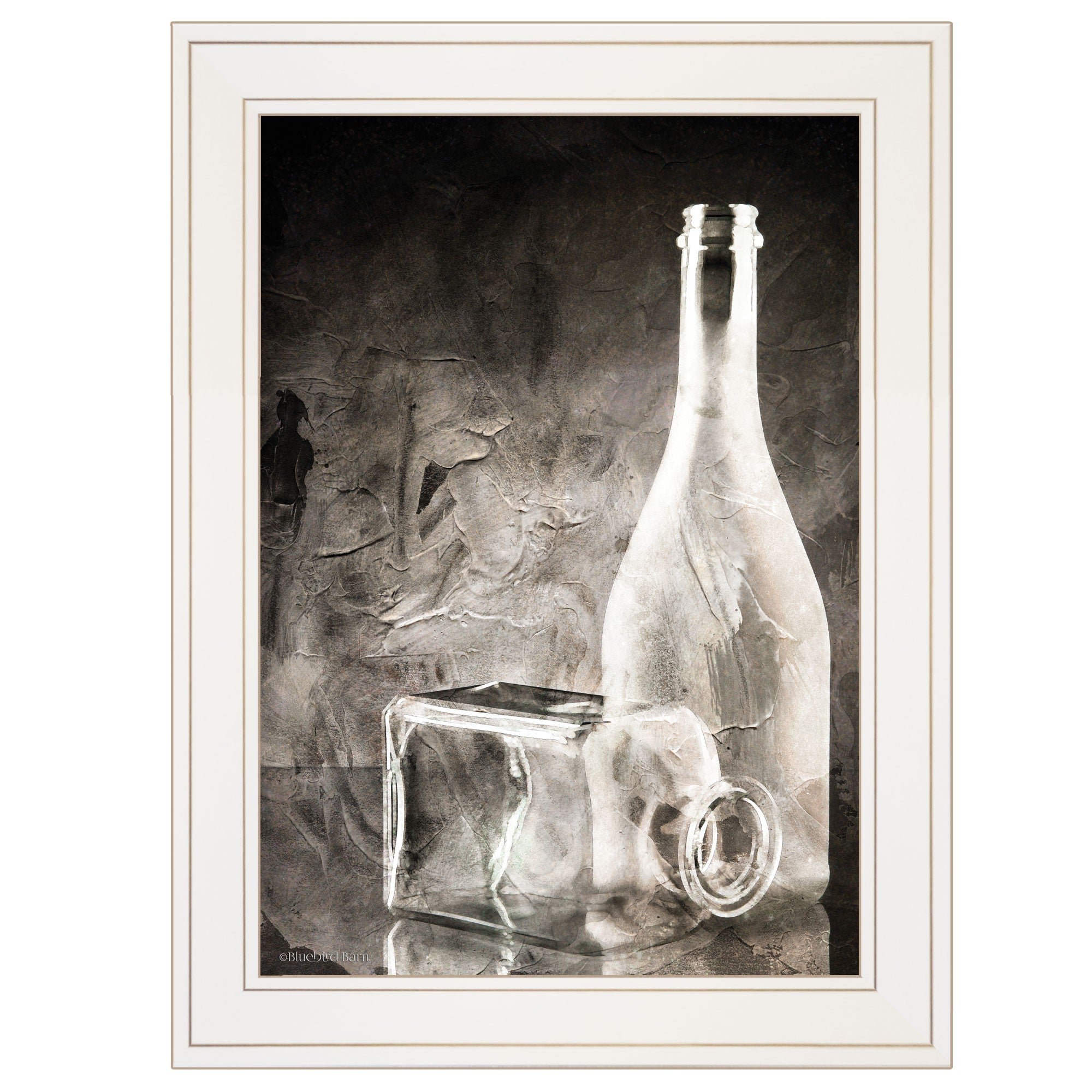 Moody Gray Glassware Still Life 1 White Framed Print Wall Art