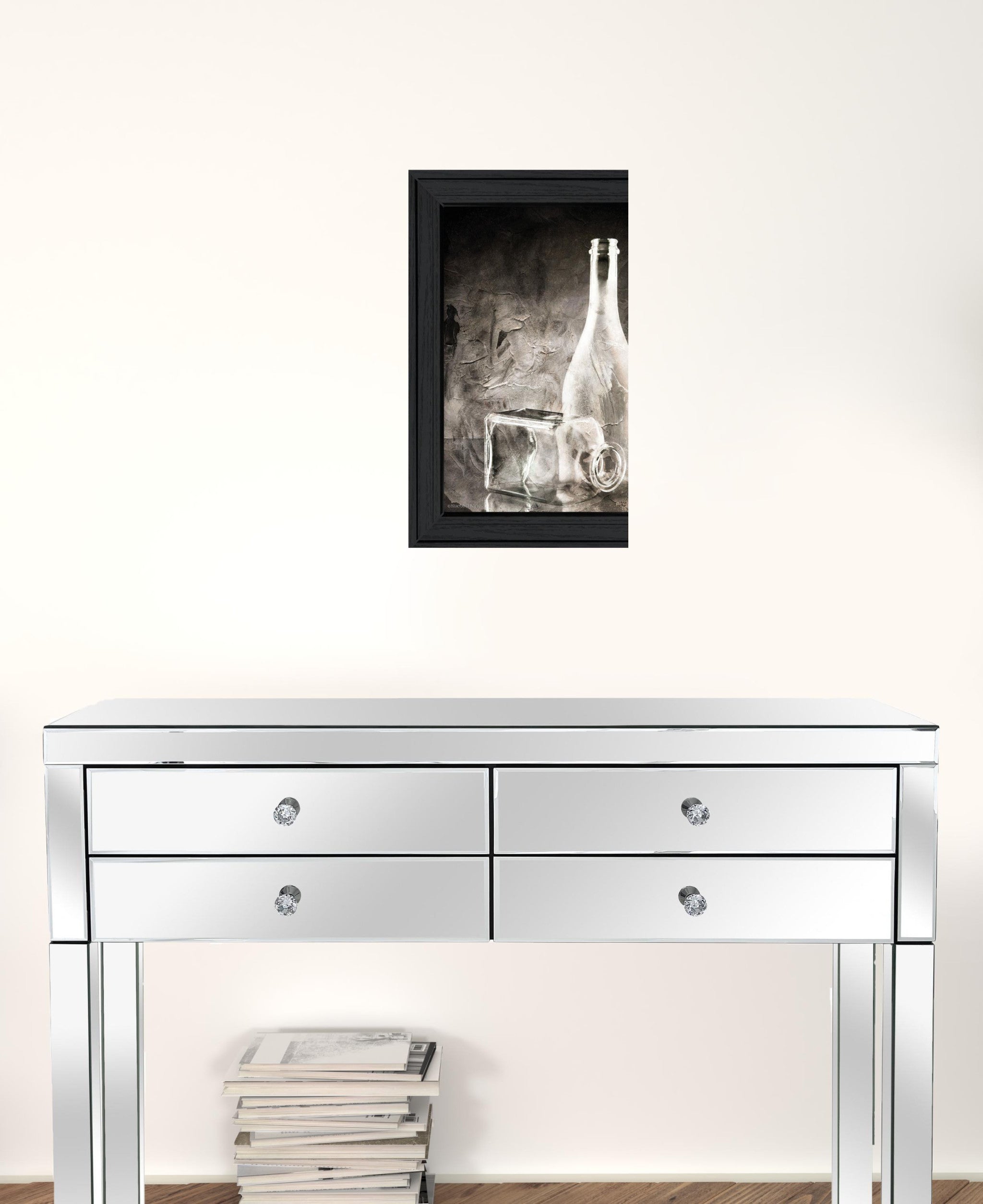 Moody Gray Glassware Still Life 2 Black Framed Print Wall Art