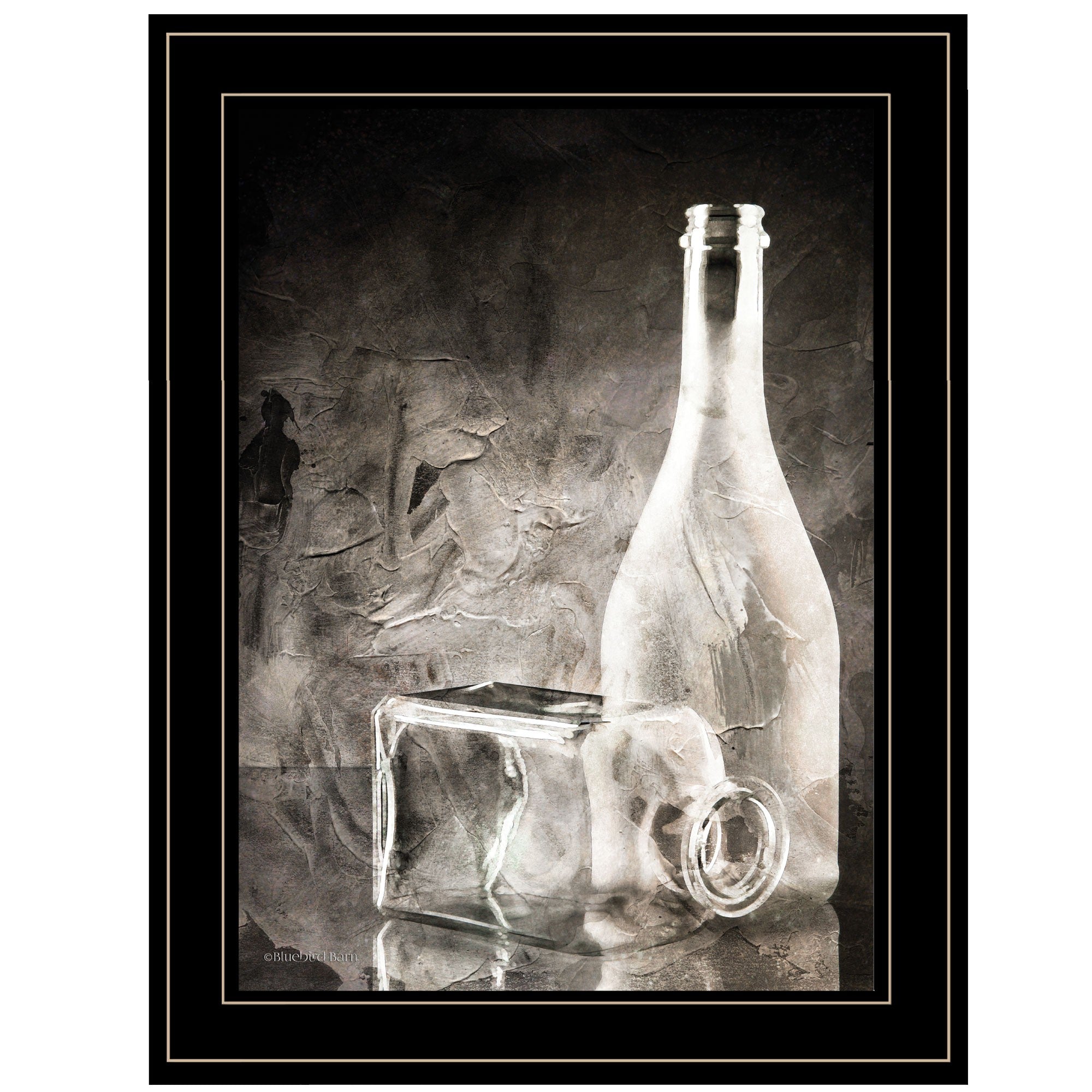 Moody Gray Glassware Still Life 3 Black Framed Print Wall Art