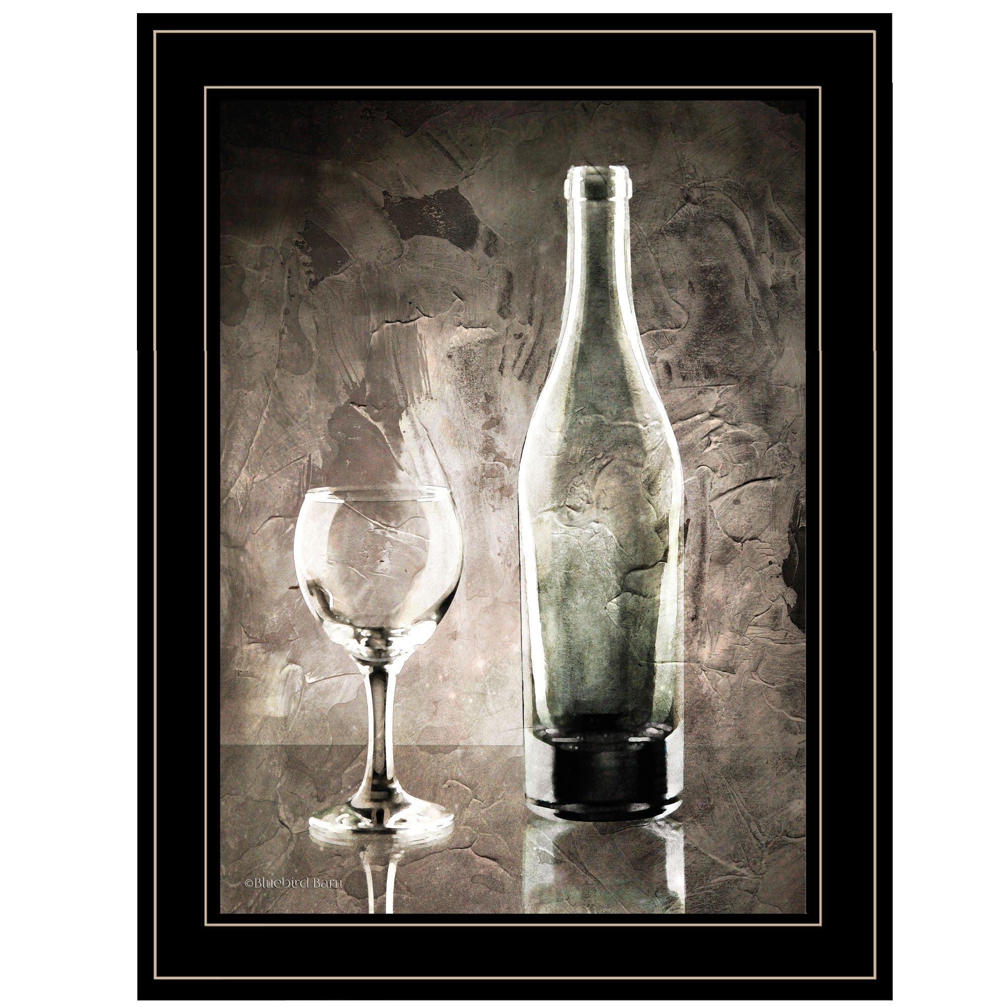 Moody Gray Wine Glass Still Life 3 Black Framed Print Wall Art