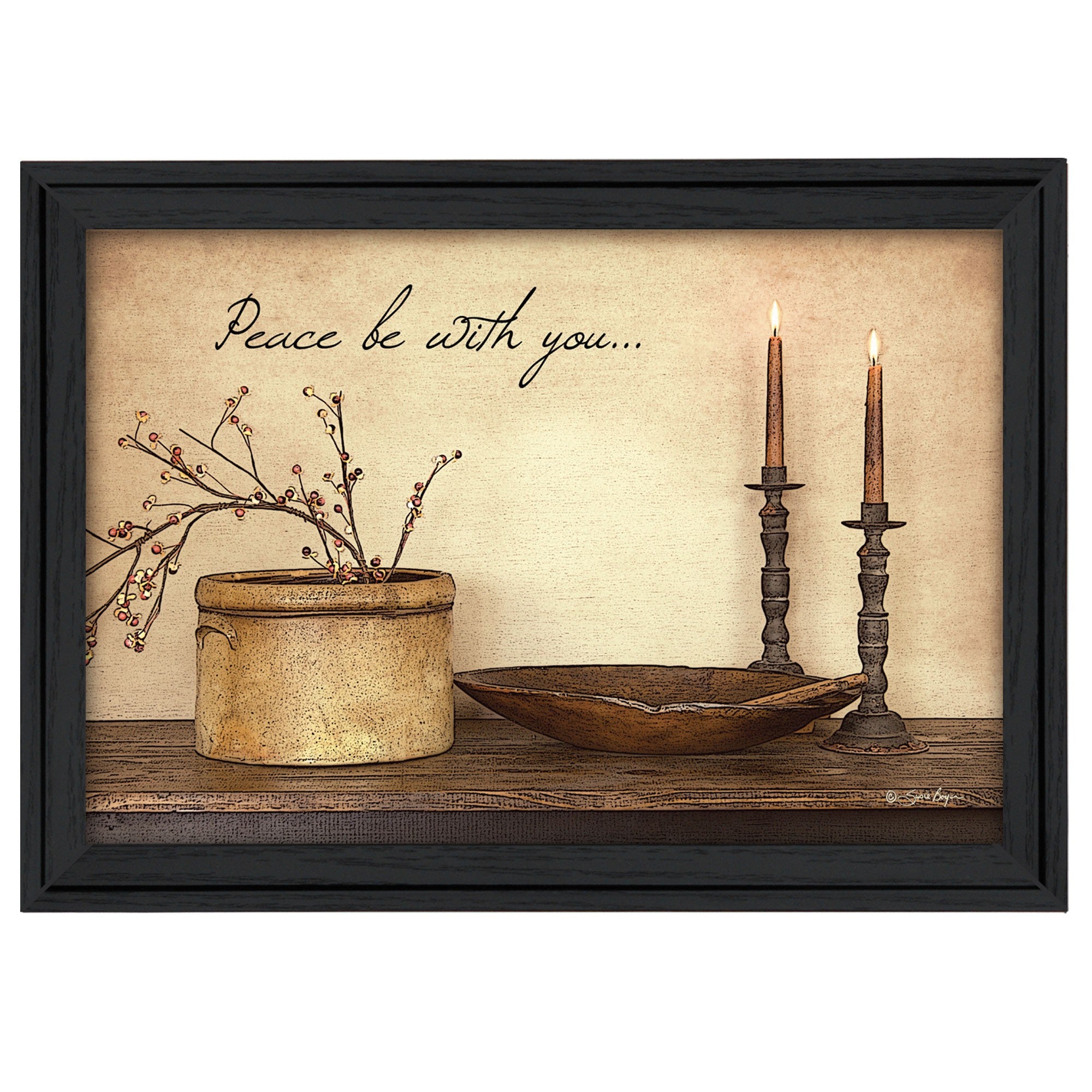 Peace Be With You 3 Black Framed Print Wall Art