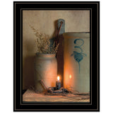 Country Candle and Crock Black Framed Print Wall Art