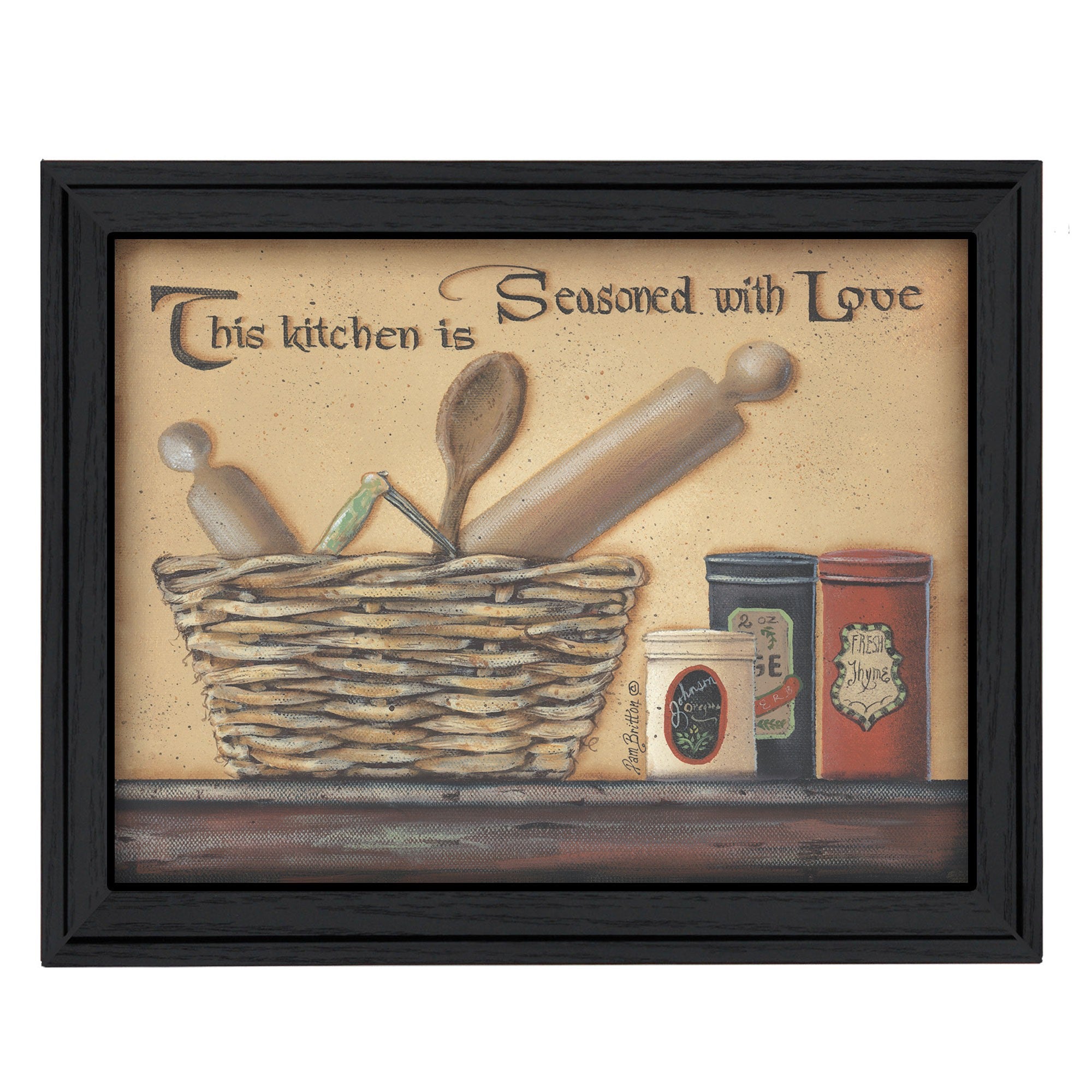 Seasoned With Love Black Framed Print Kitchen Wall Art