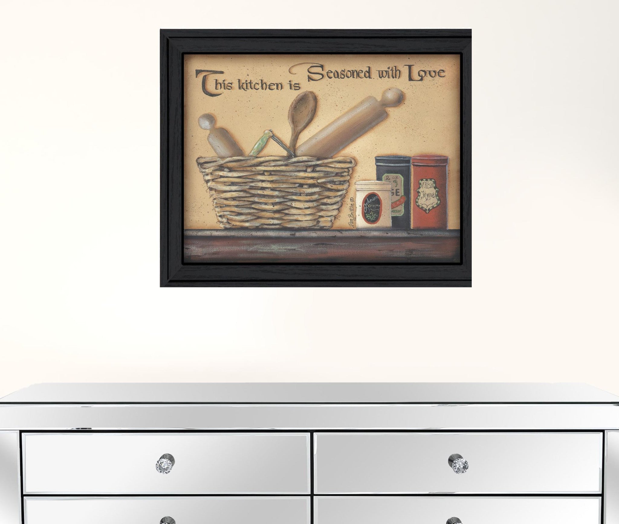 Seasoned With Love Black Framed Print Kitchen Wall Art