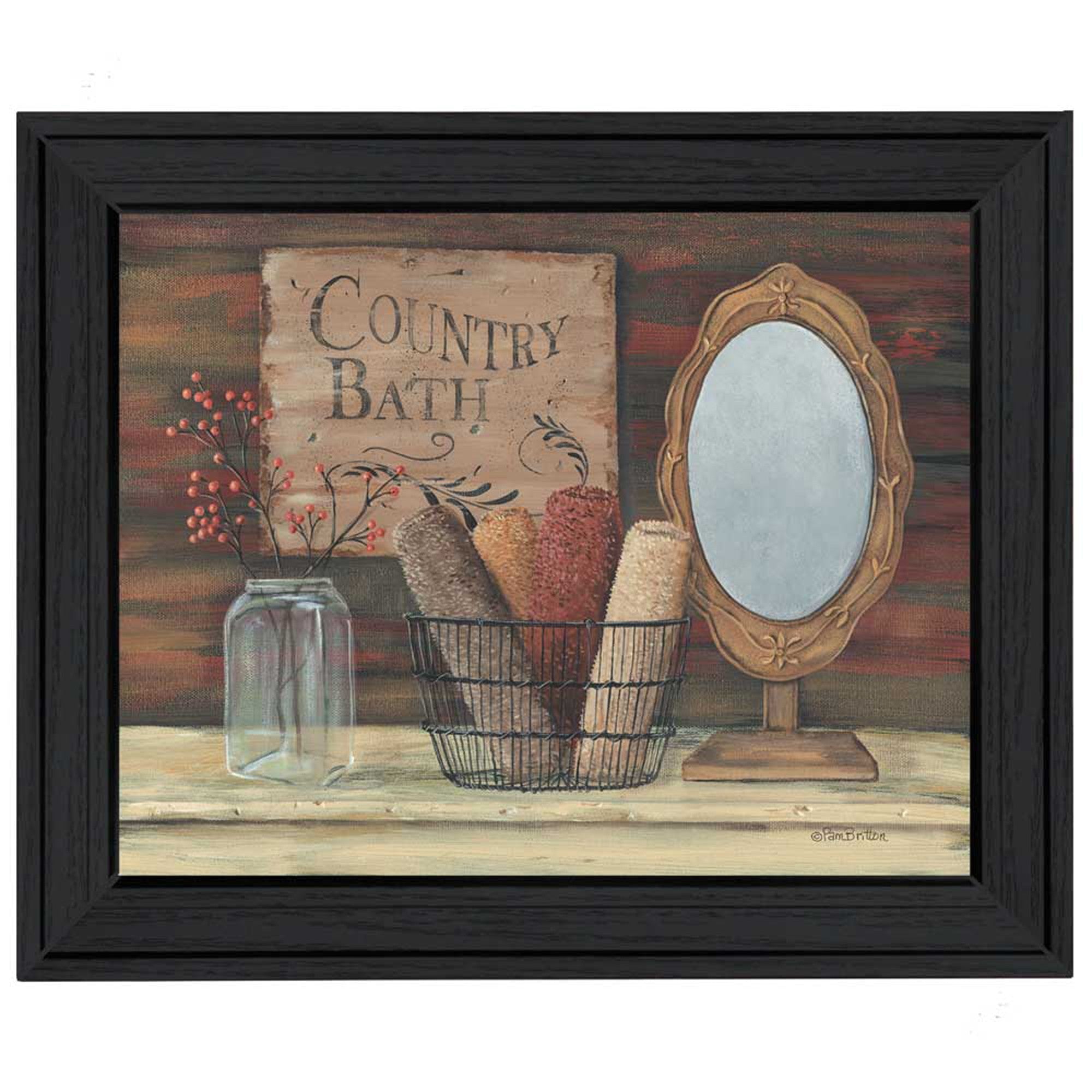 Country Bath 3 Black Framed Print Wall Art