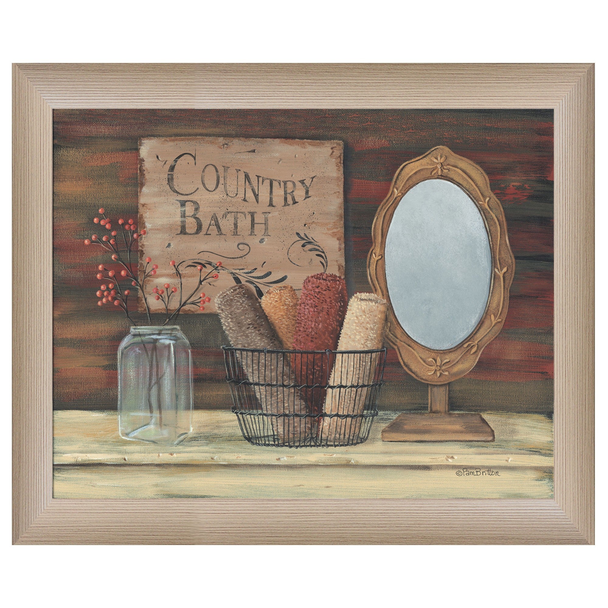 Country Bath 4 Brown Framed Print Wall Art