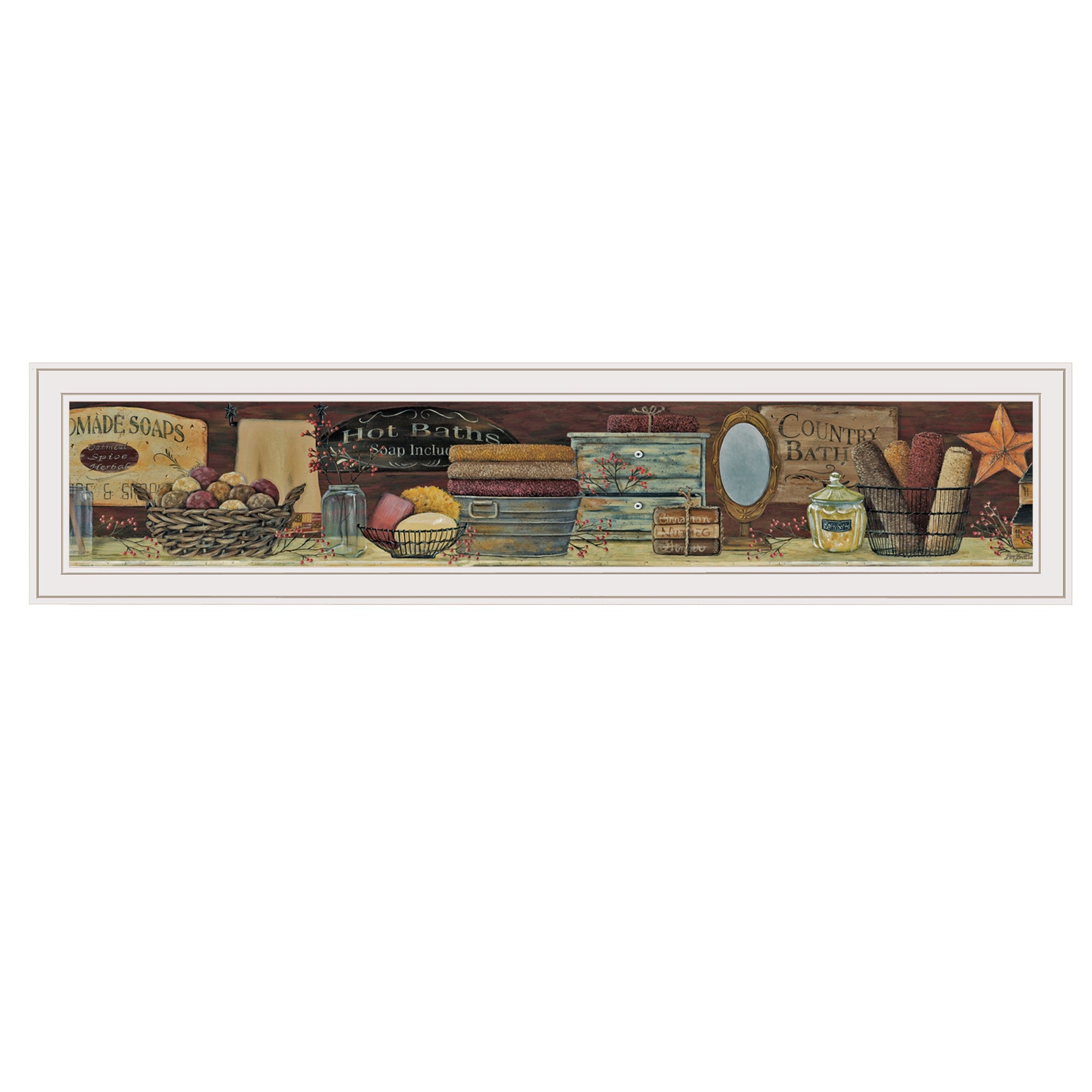 Country Bath Shelf 2 White Framed Print Wall Art