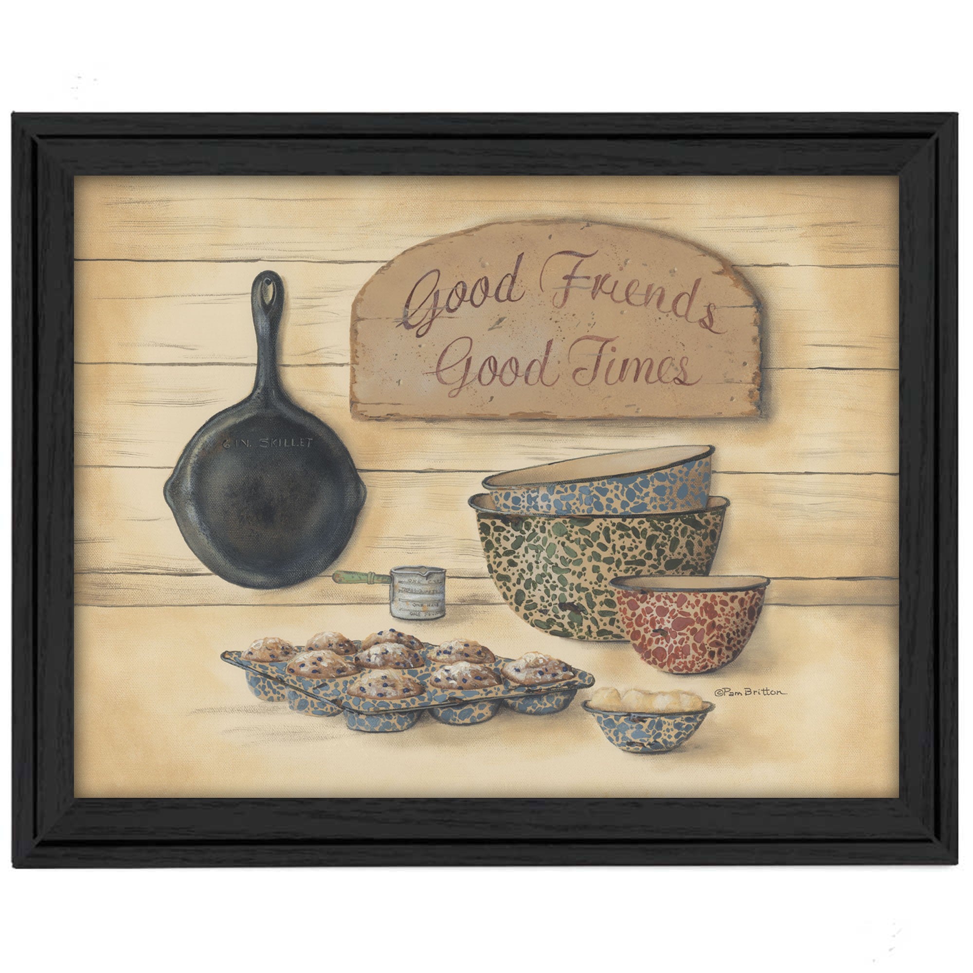 Good Friends 2 Black Framed Baking Print Wall Art