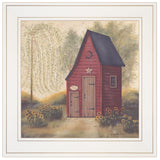 Folk Art Outhouse Ii 1 White Framed Print Bathroom Wall Art