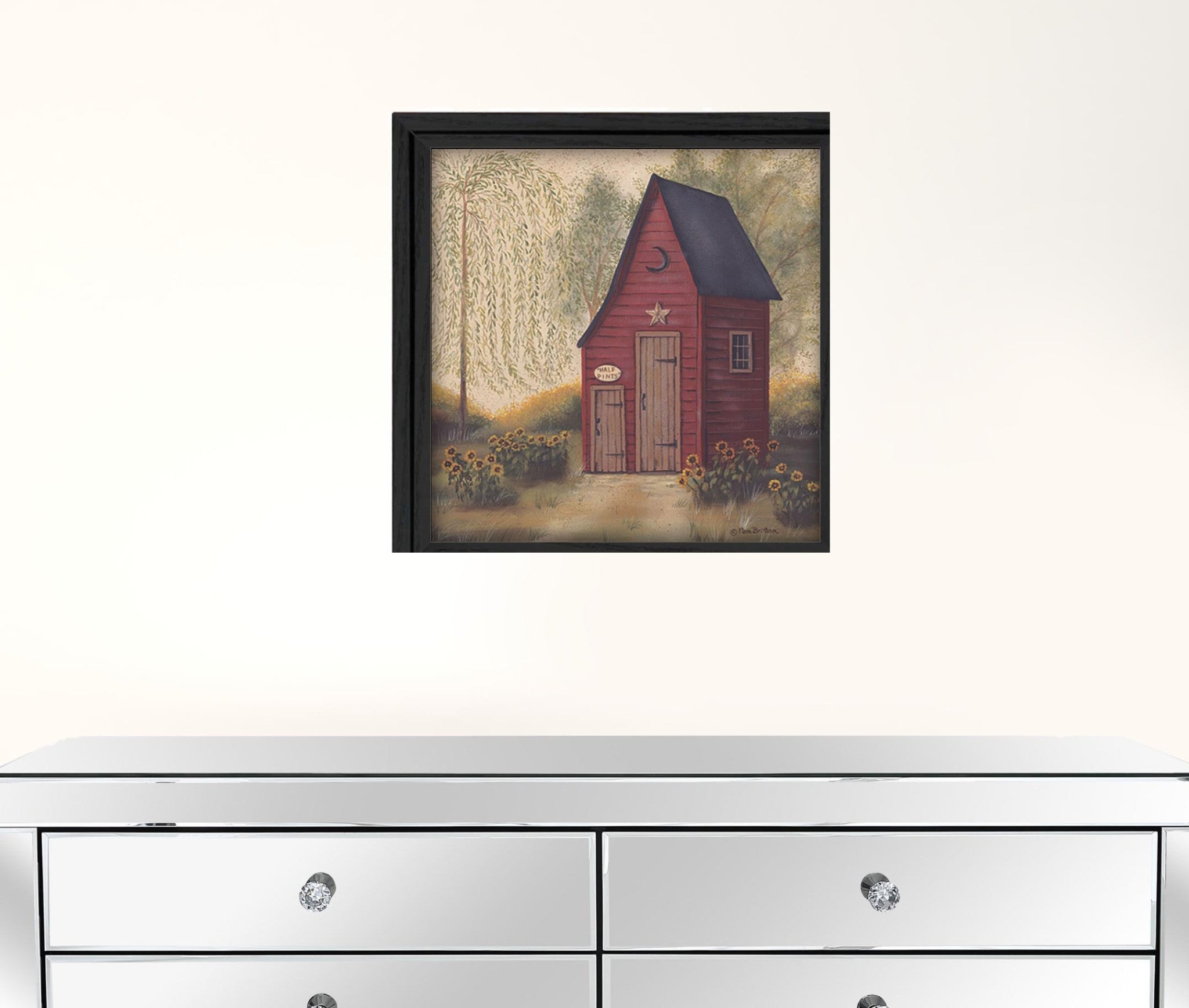 Folk Art Outhouse Black Framed Print Wall Art