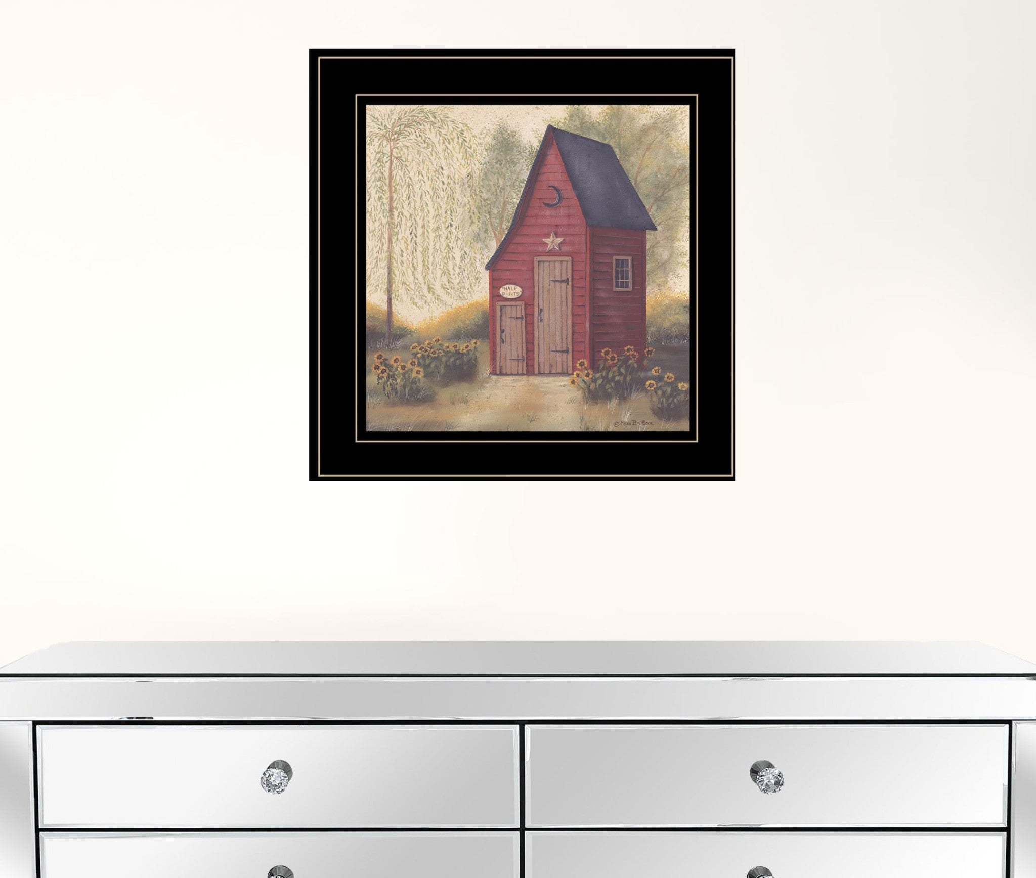 Folk Art Outhouse Ii 2 Black Framed Print Bathroom Wall Art