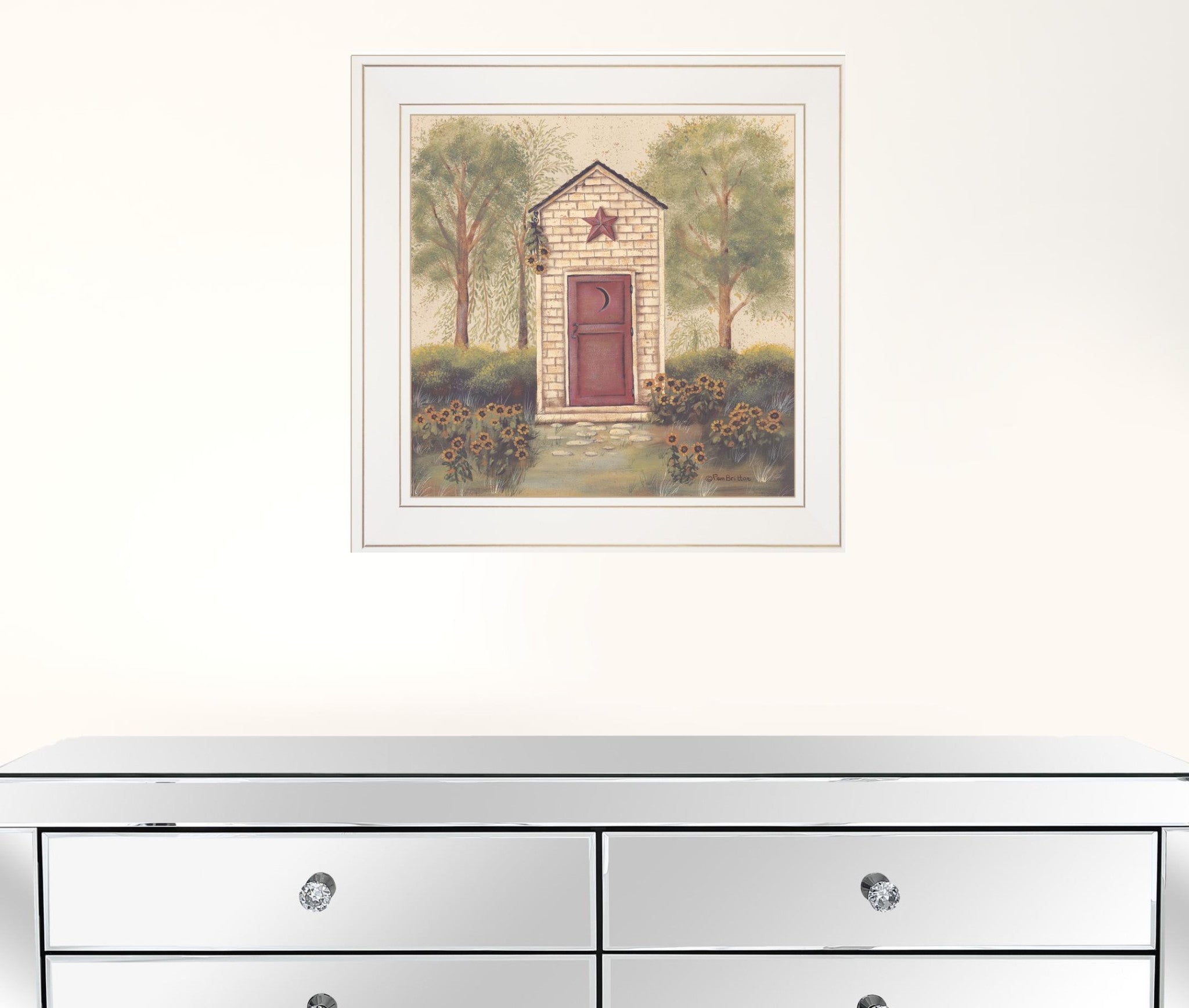 Folk Art Outhouse III 1 White Framed Print Wall Art