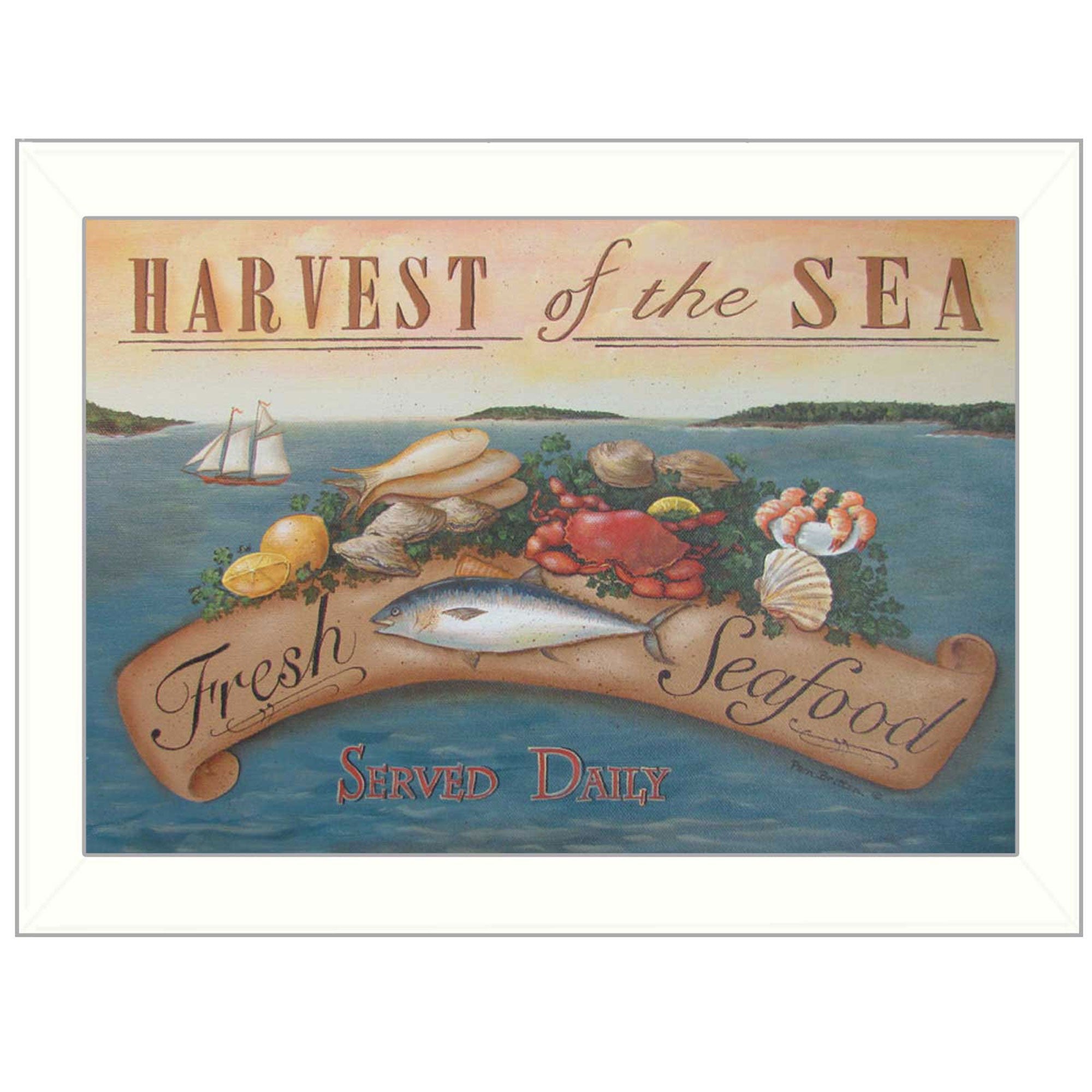 Harvest of the Sea White Framed Print Wall Art