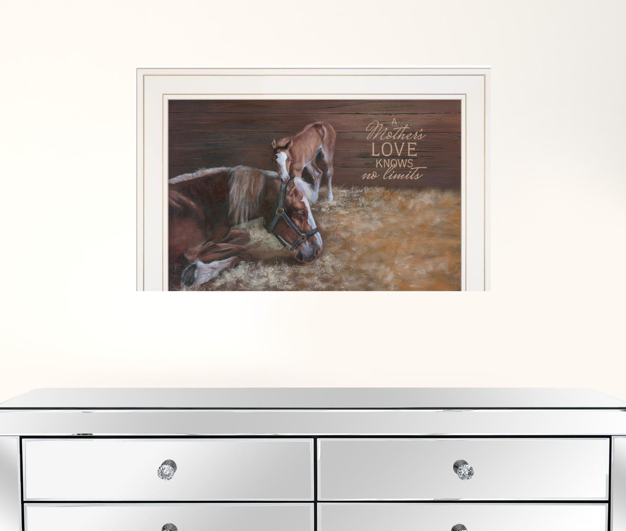 A Mothers Love Horses White Framed Print Wall Art