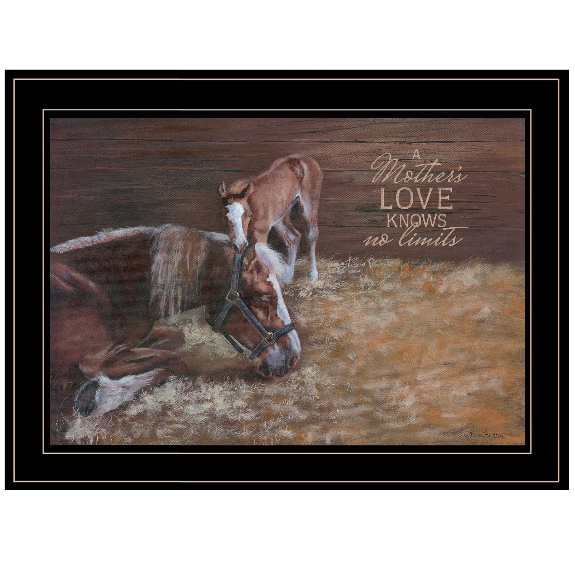 A Mothers Love Horses 2 Black Framed Print Wall Art