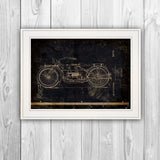 Motor Bike Patent I 1 White Framed Print Wall Art