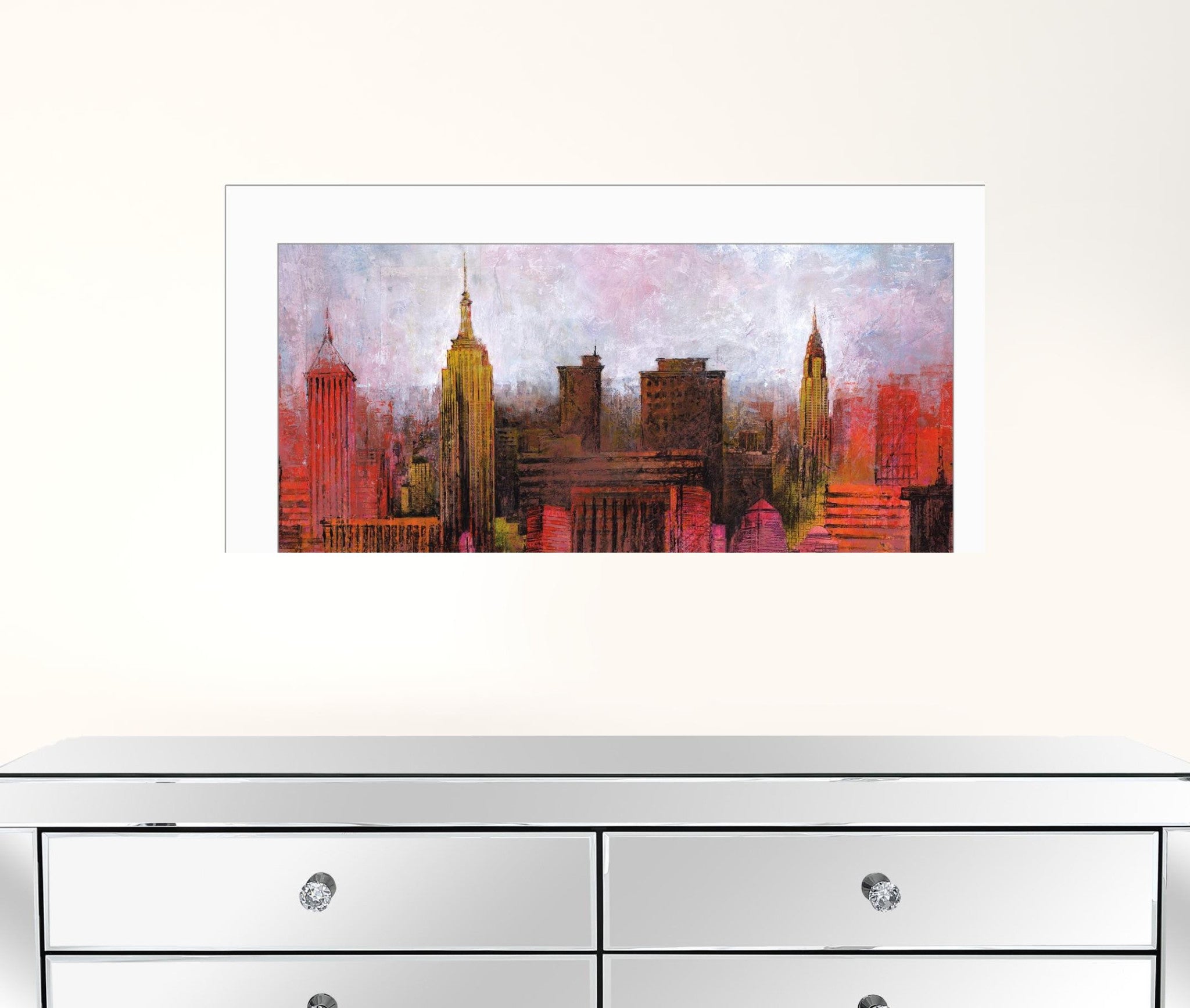 NYC Skyline 1 White Framed Print Wall Art